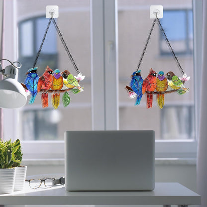 2 Pack Stained Glass Window Hanging - Hummingbird Decorations Suncatcher Hand-Painted Double Sided