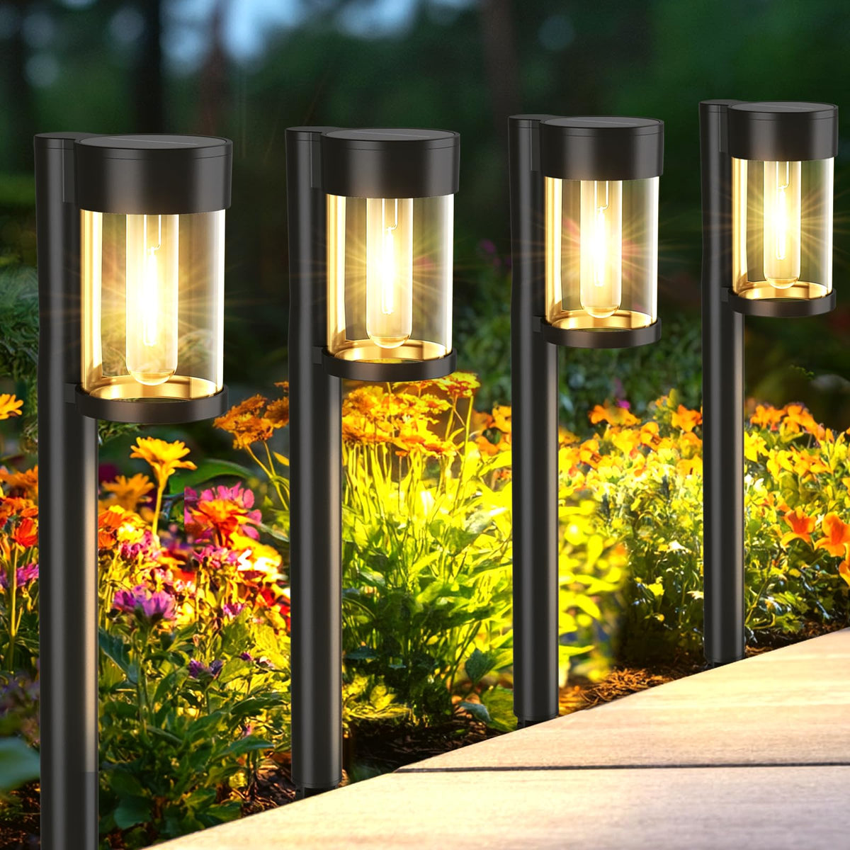 Mancra Solar Pathway Lights Outdoor, 10 Pack Metal & Glass Solar Lights Outdoor Waterproof
