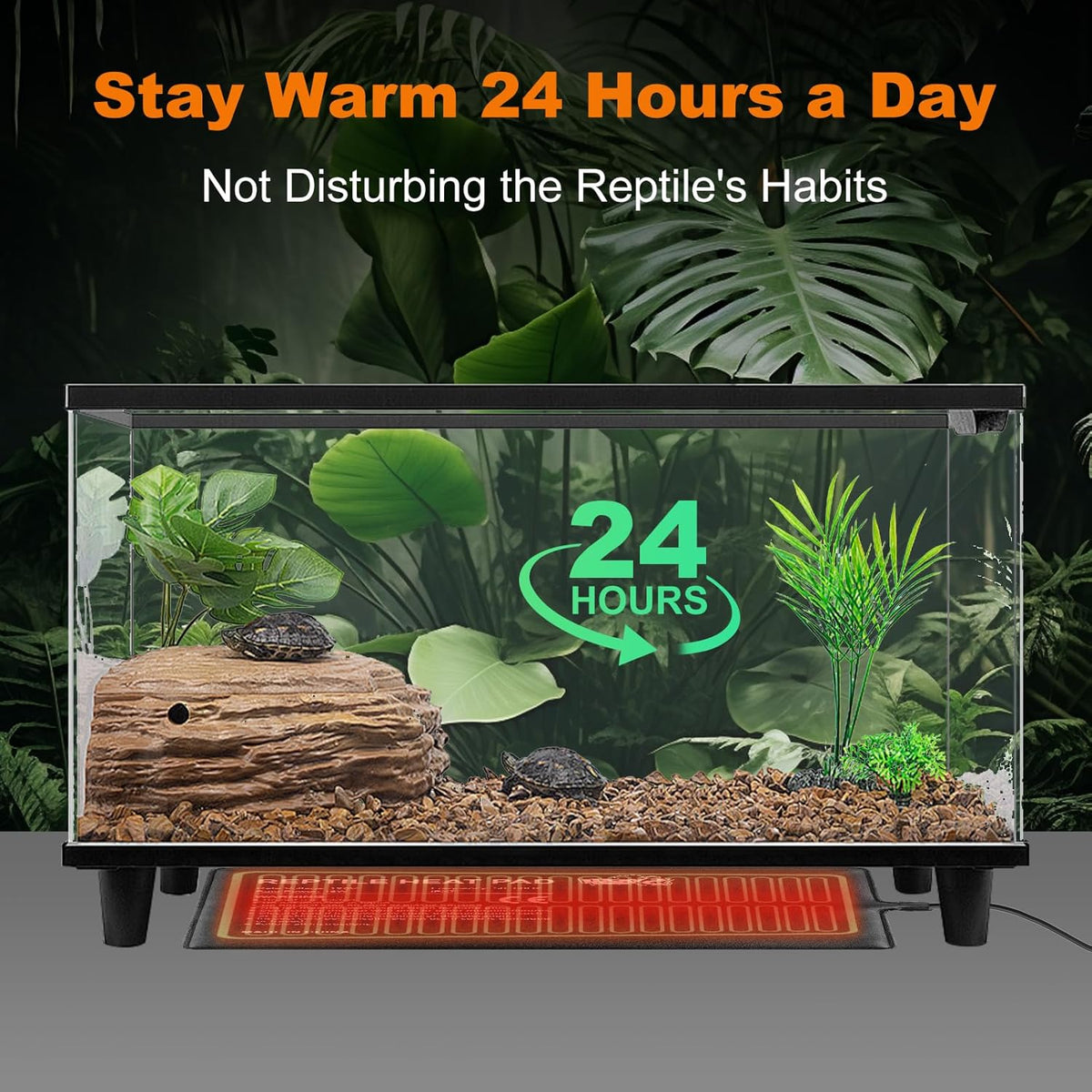 LUCKY HERP Reptile Heat Pad 8x18 Inch 24W Under Tank Terrarium Heating Mat, Reptile Heat Mat