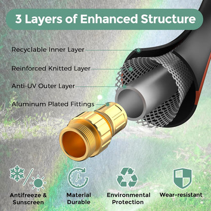 Giraffe Hybrid Leader Hose 5/8" x 6ft Custom Length, No Kink, Flexible, Leakproof Water Hose with