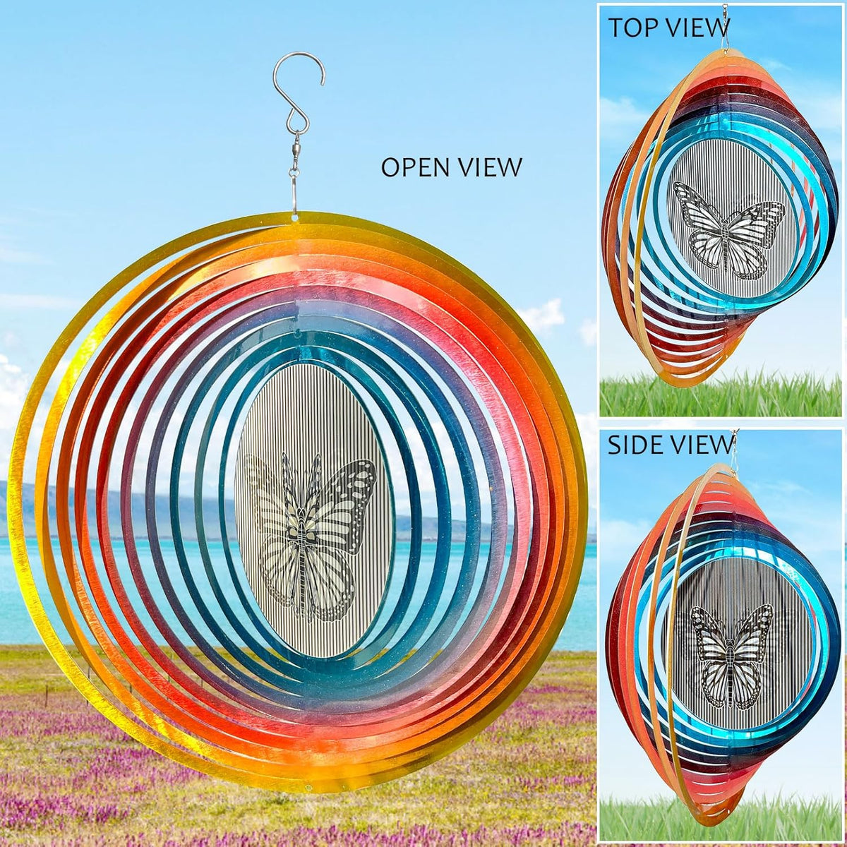 Wind Spinner Creates a Fluttering Butterfly 3D Animations Effect,Wind Spinners Ouddoor Butterfly