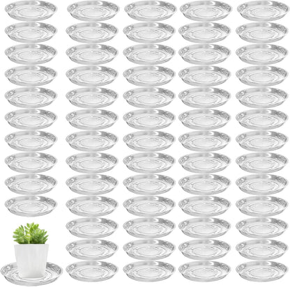 70 Packs 8" Clear Plant Saucers for Indoor Outdoor Use Heavy Duty Plastic Plant Trays for Planter