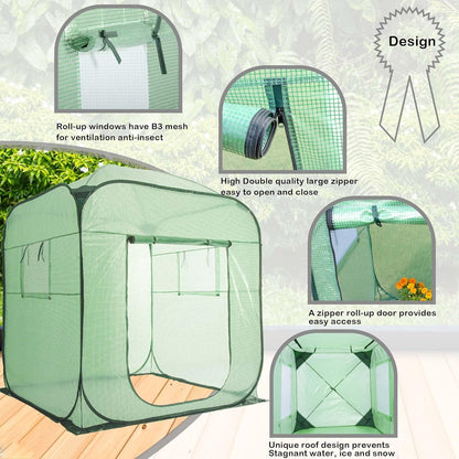 Porayhut Pop Up Greenhouse Tent,Portable X-Large Walk-in Flower House ,Indoor Outdoor Gardening