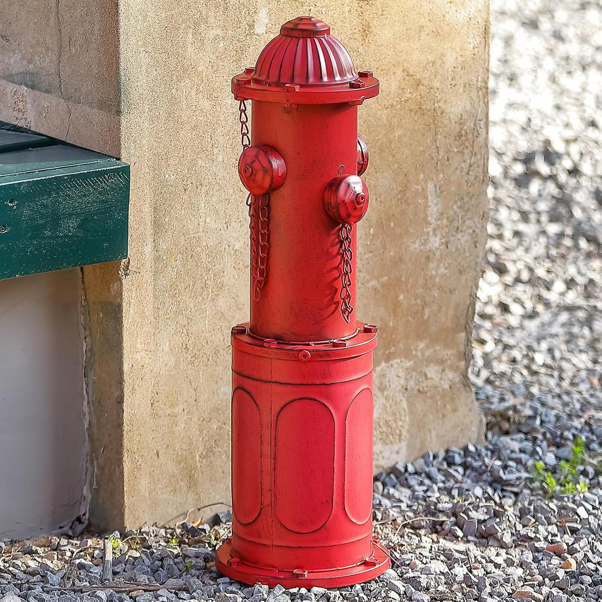 Dog Fire Hydrant Pee Post, 22.4" H Fake Fire Hydrant for Dogs to Pee on, Red Metal Dog Pee Post for