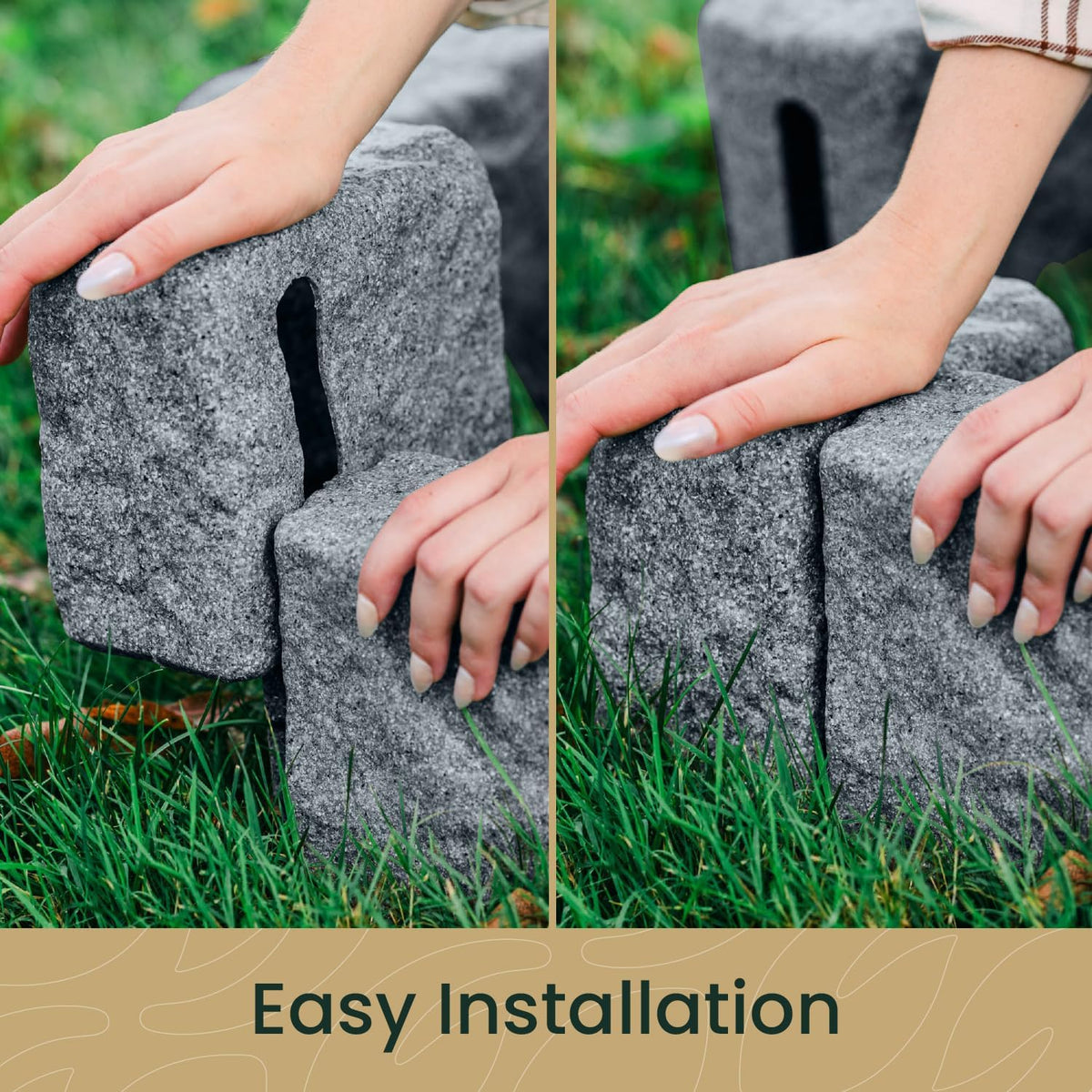 Beuta Landscape Edging | Garden Edging Border | Faux Stone Blocks for Lawn Edging, Flower Beds &