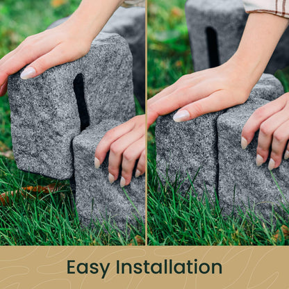 Beuta Landscape Edging | Garden Edging Border | Faux Stone Blocks for Lawn Edging, Flower Beds &