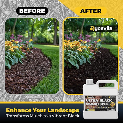 32oz Concentrated Ultra Black Mulch Dye with Gloves, Liquid Rubber Dye Spray Covers up to 3,600 Sq.