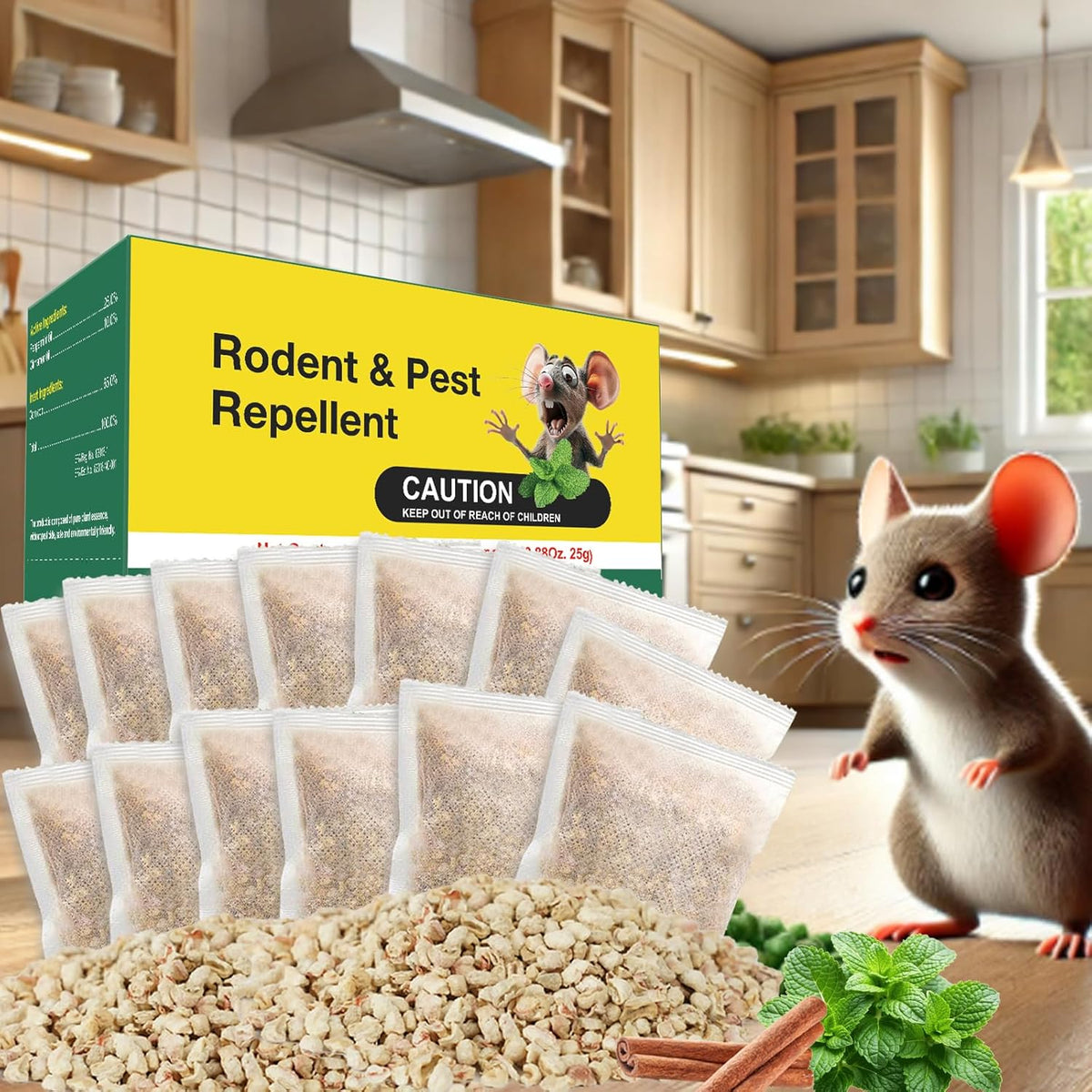 Mouse Repellent Pest Control Pouches, Safe for Pets and Humans, Natural Rodent Deterrent for Mice
