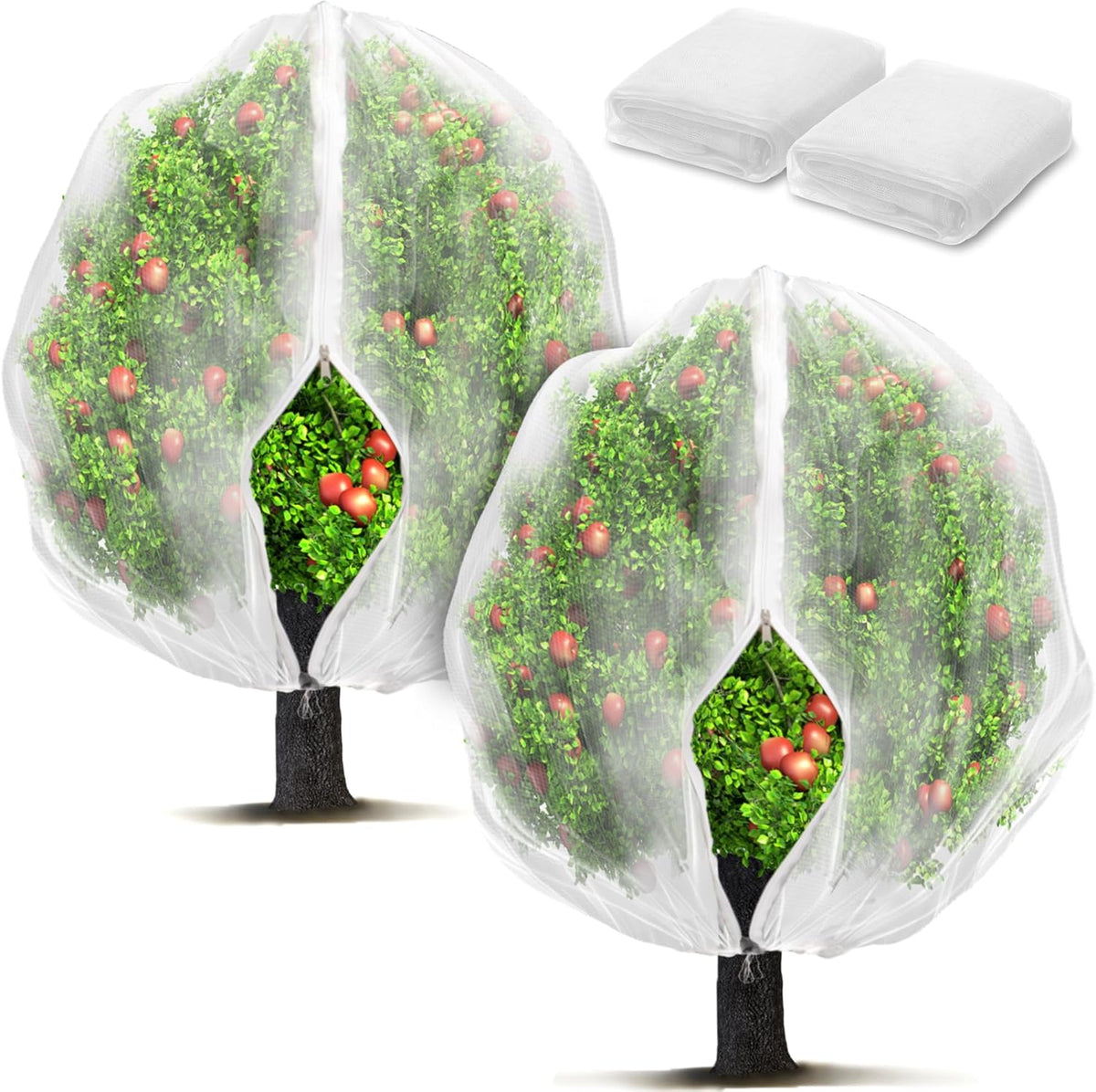 2 Pack Fruit Tree Netting Bags with Zipper and Drawstring, Ultra Fine Mesh Garden Netting Plant