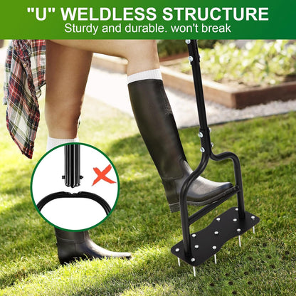 sancat Lawn Aerator,Spike Aerator, Heavy Duty Manual Lawn Aerator Tool with 11 Iron Spikes, Grass