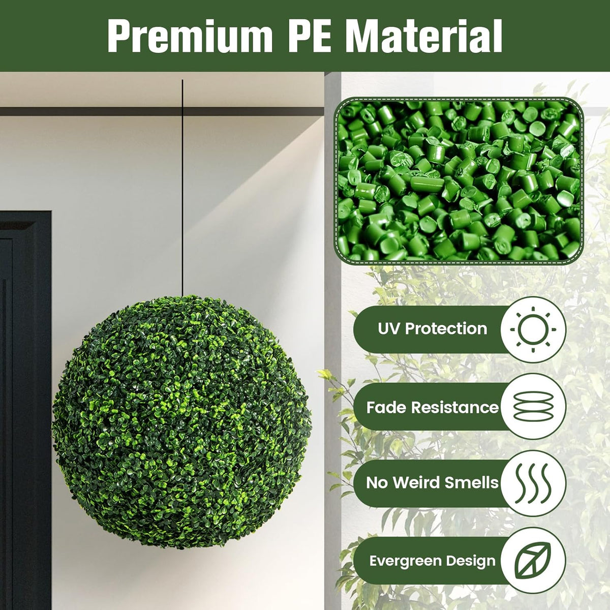 Goplus 2 PCS 19 Inch Artificial Plant Topiary Ball, Round Faux Boxwood Balls Outdoor, Garden