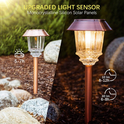 XMCOSY+ Solar Lights Outdoor Waterproof, 4 Pack Solar Lights for Outside, 10-40 LM Dimmable LED