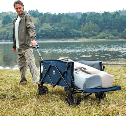 Timber Ridge 49" Extra Long Collapsible Folding Wagon with Tailgate and Brakes, 300lbs Heavy Duty