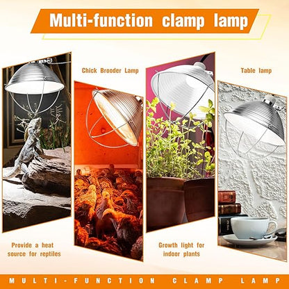 Macarrie 8 Pack Clamp Lamp Light with Aluminum Reflector, 6ft SPT-2 18awg Cord and Adjustable Stand