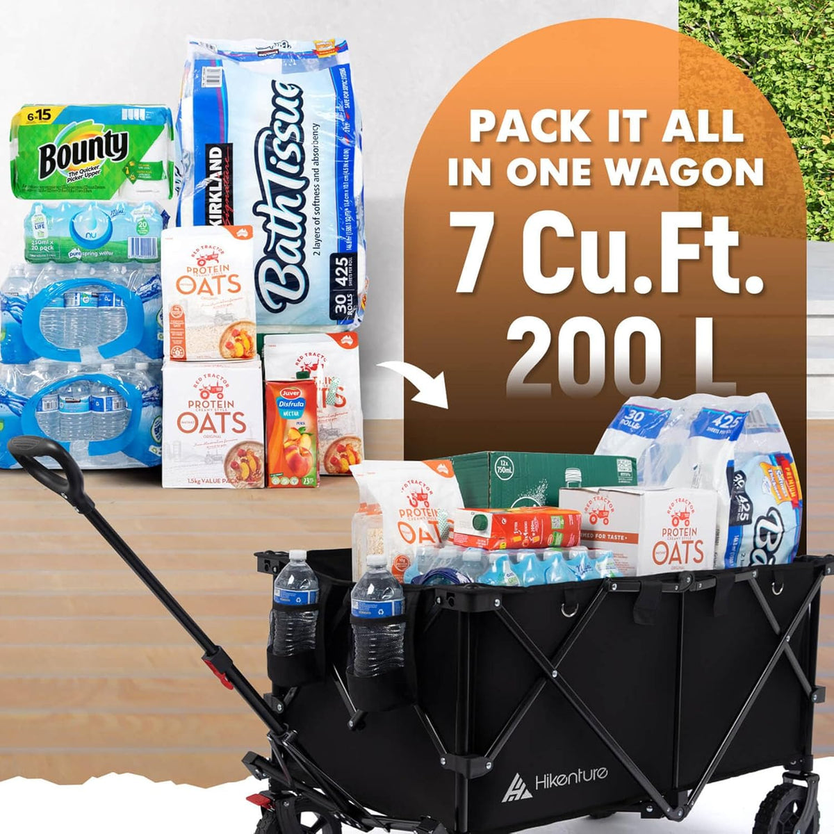 Hikenture Collapsible Wagon - 330LBS Capacity, Extra Large Foldable Wagon with All-Terrain Wheels