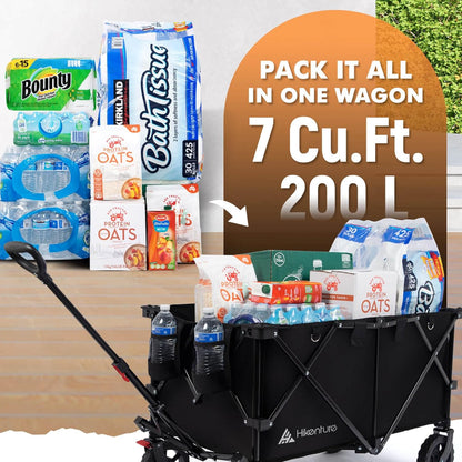 Hikenture Collapsible Wagon - 330LBS Capacity, Extra Large Foldable Wagon with All-Terrain Wheels