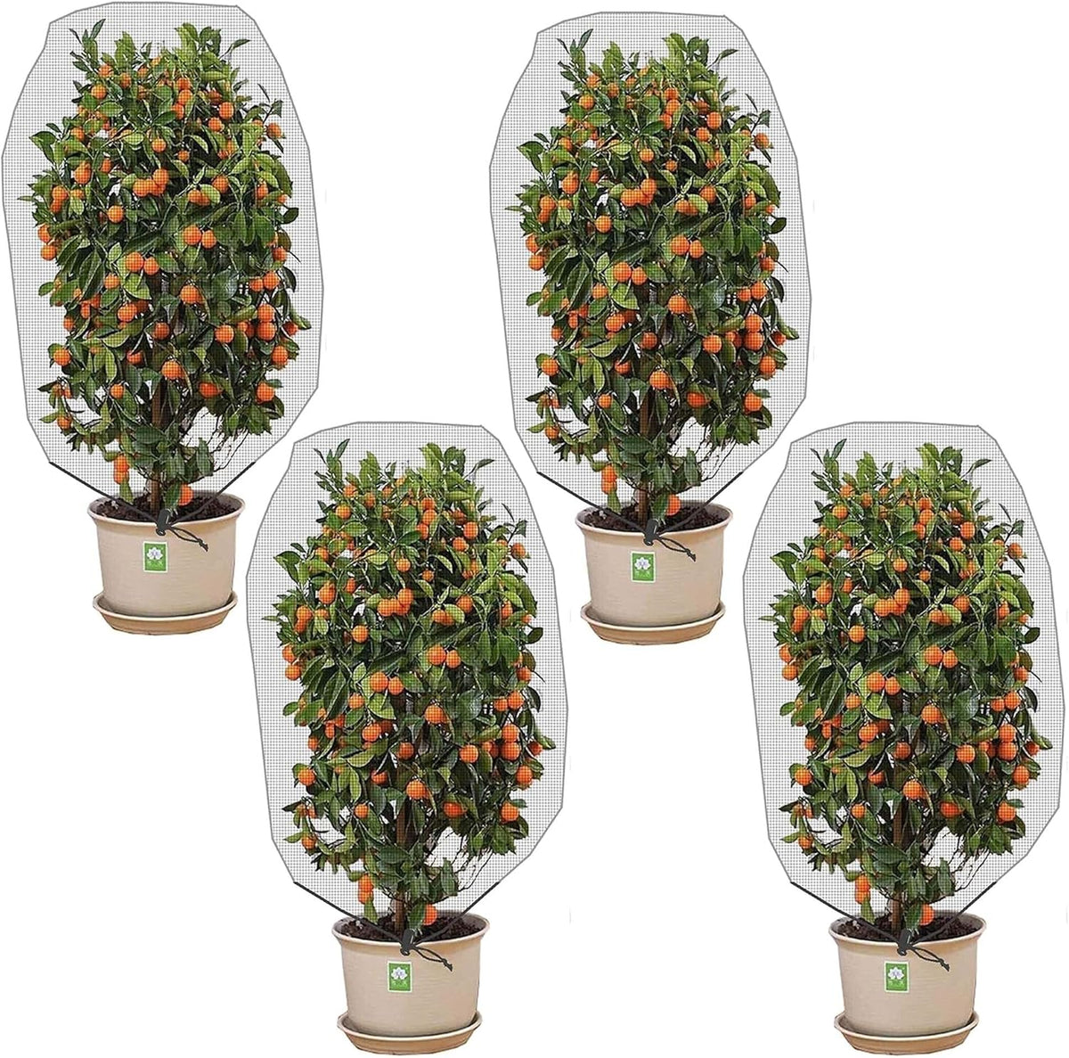 4 Pcs Insect Bird Barrier Tree Net with Drawstring, 4.9 x 3.2 Ft Garden Bird Netting Plant Cover