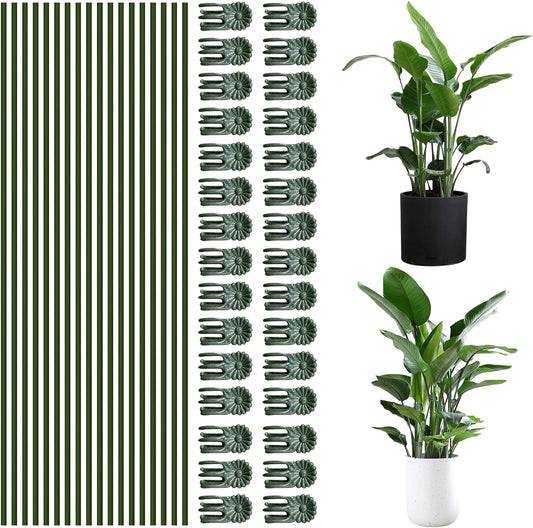 50Pcs Plant Stake Clip Set Green, Plant Sticks Supplies Support Tall, Useful Support Clips, Fine
