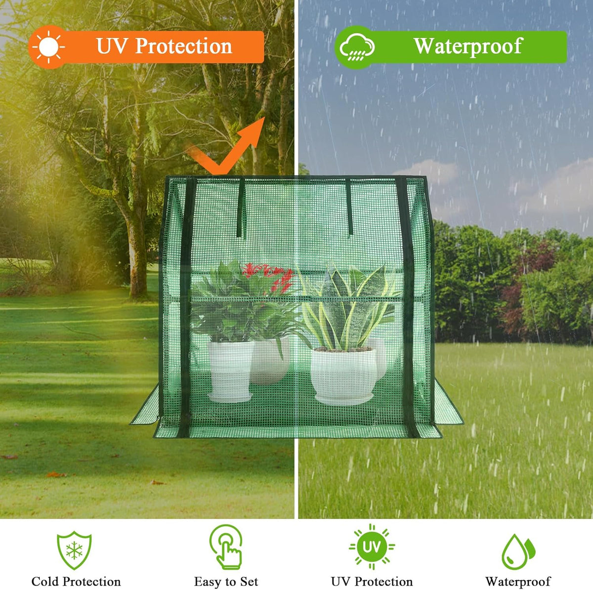 U'Artlines Portable Mini Greenhouse Small Green House with Waterproof Pad 36x18x33 Inch Plant Cover
