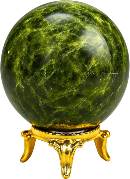 Amazing Gemstone Green Tourmaline in Matrix Crystal Ball with Stand - 2 Inches Crystal Sphere