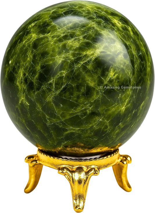 Amazing Gemstone Green Tourmaline in Matrix Crystal Ball with Stand - 2 Inches Crystal Sphere