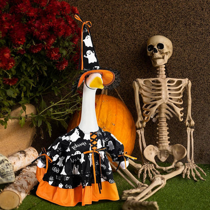 Suzile Halloween Goose Outfit Clothes for 23 Inch High Cement or Plastic Geese Ghost Lawn Porch