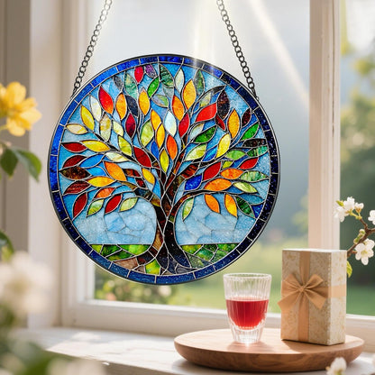 8-Inch Stained Glass Ornament, Stained Glass Window Hanging, Suncatcher Window Hanging, Home Decor