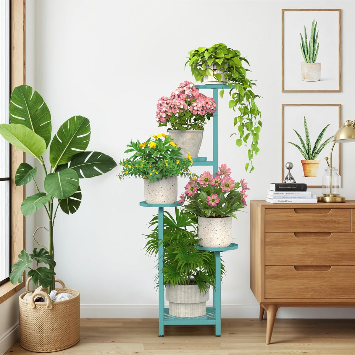 TOSKING 5 Tier Tall Plant Stand Indoor Outdoor, Heavy Duty Corner Shelf for Plants & Decor, Space