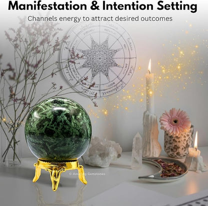 Amazing Gemstone Flower Stone Crystal Ball with Stand - 2 Inches Crystal Sphere Meditation Balls
