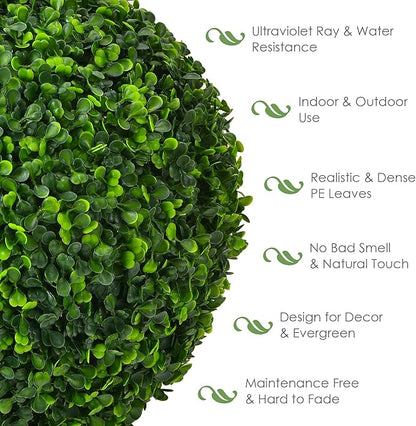 Goplus 2 PCS 15.7 Inch Artificial Plant Topiary Ball, Round Faux Boxwood Balls Outdoor, Garden