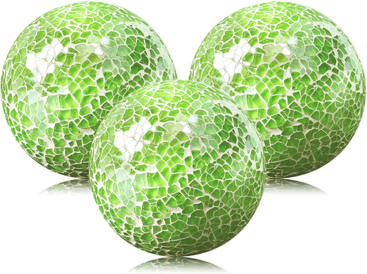 3.35 Inch Round Solid Glass Balls Orbs Decorative Mosaic Ball Centerpiece Sphere Crack Globe Crafts