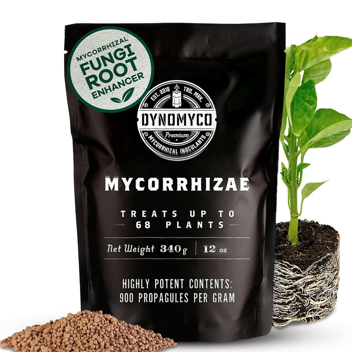DYNOMYCO Granular Mycorrhizal Fungi Inoculant, 340g / 12oz – Boosts Root Growth, Yields & Nutrient