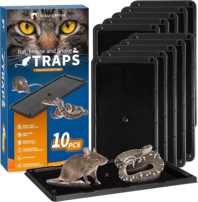 LULUCATCH Mouse Traps Indoor for Home 10 Pack, Bulk Sticky Traps with Peanut Butter Scent