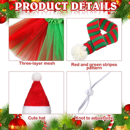 3 Pcs Christmas Porch Goose Outfit for 23'' Lawn Porch Goose Statue Clothes Santa Hat Tutu Costume