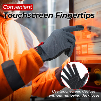 HANDLANDY Mens Work Gloves Touch screen, Synthetic Leather Utility Gloves, Flexible Breathable Fit