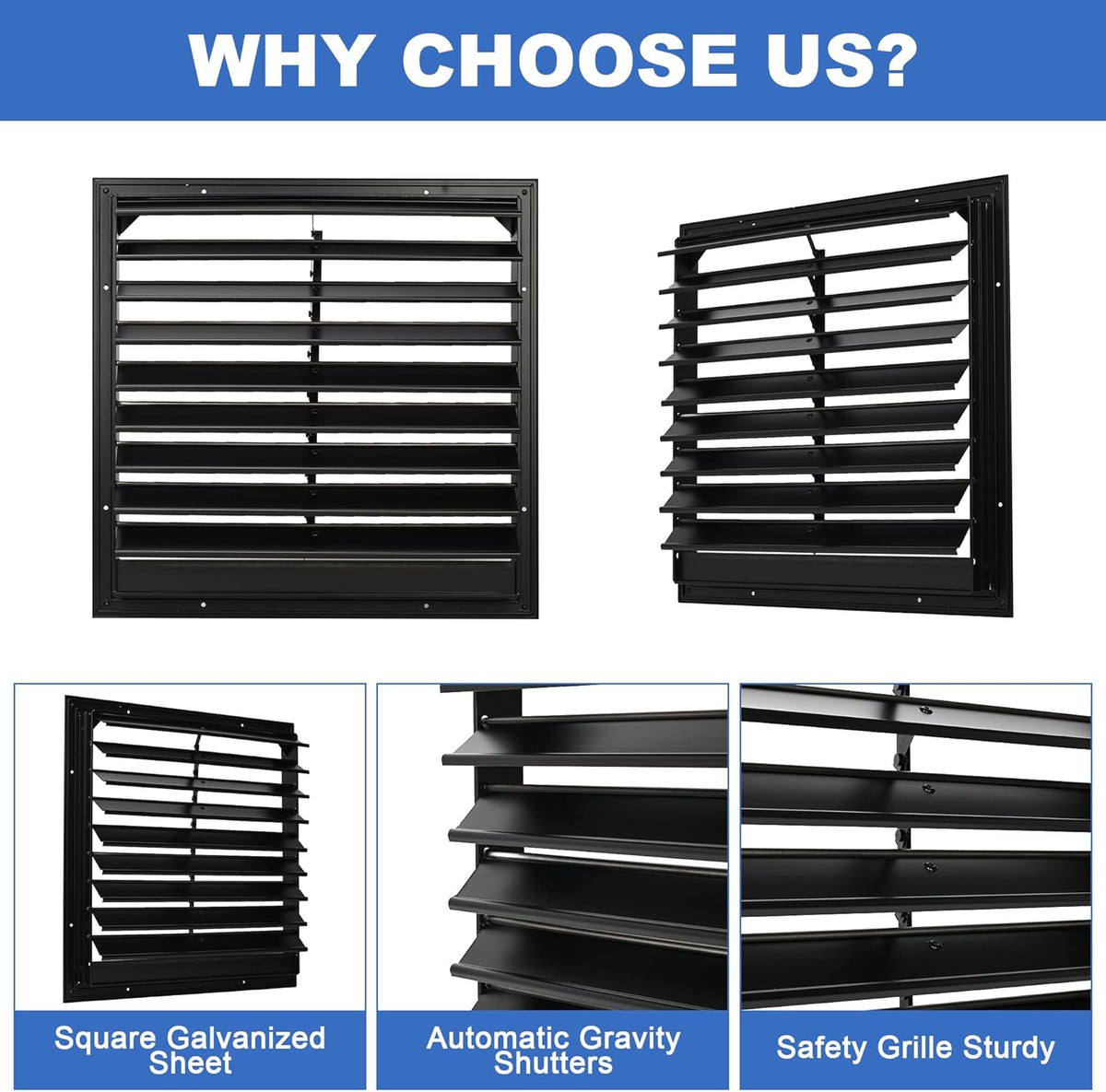 18 Inch Automatic Gravity Shutter Louver Vent, Aluminum Exhaust Shutters Louver for Windows