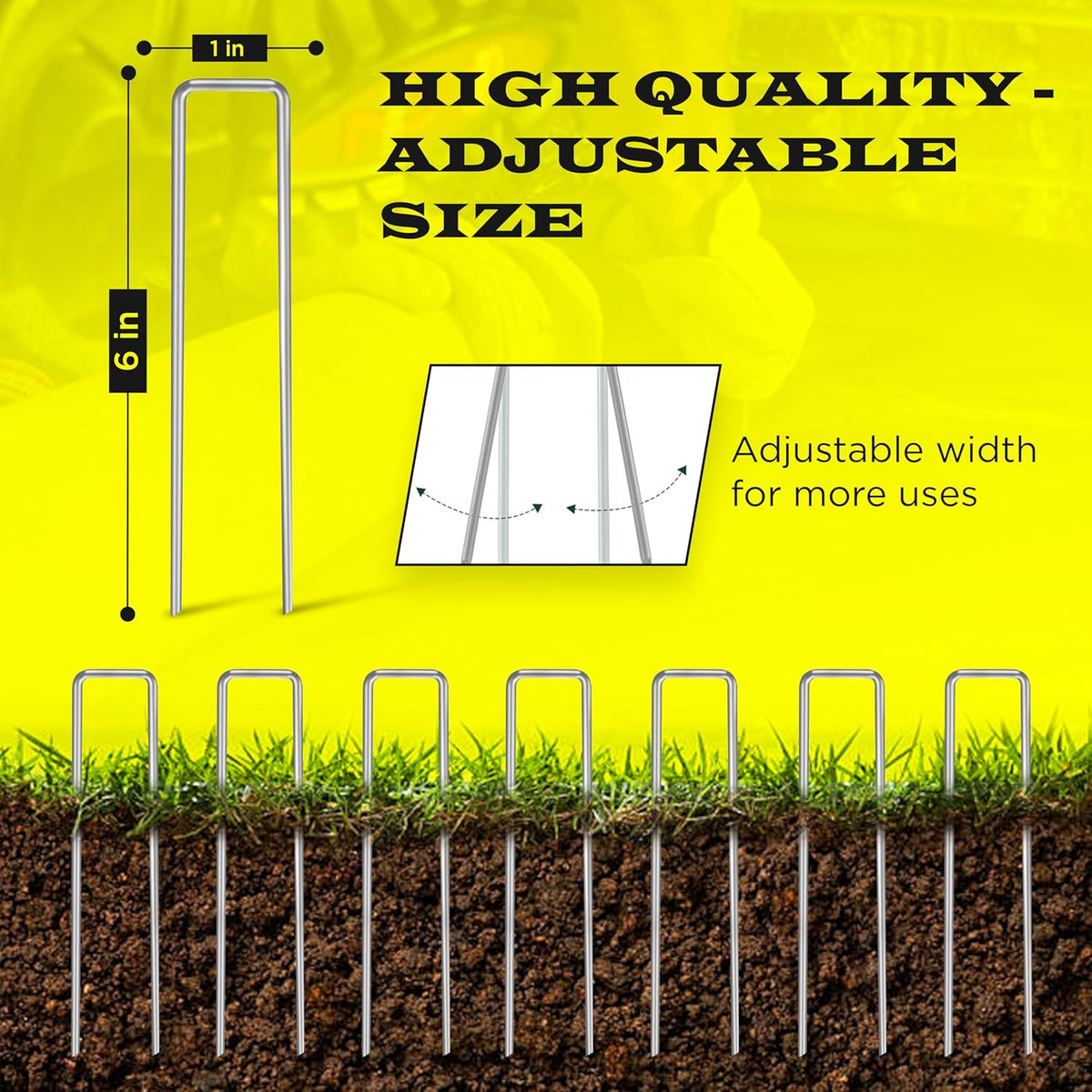 250 Pack x 6 Inch Landscape Staples Galvanised, Fabric Pins, 11 Gauge, Garden Staples, Tent Stakes