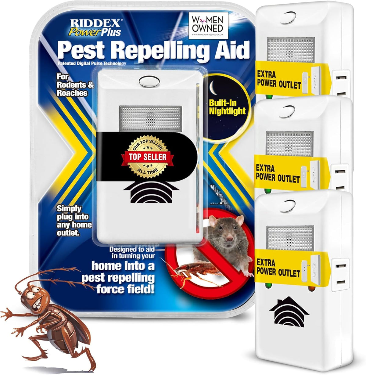 RIDDEX Power Plus Insect Repellent | Plug in, Mouse Deterrent - Pest Control for Defense Against