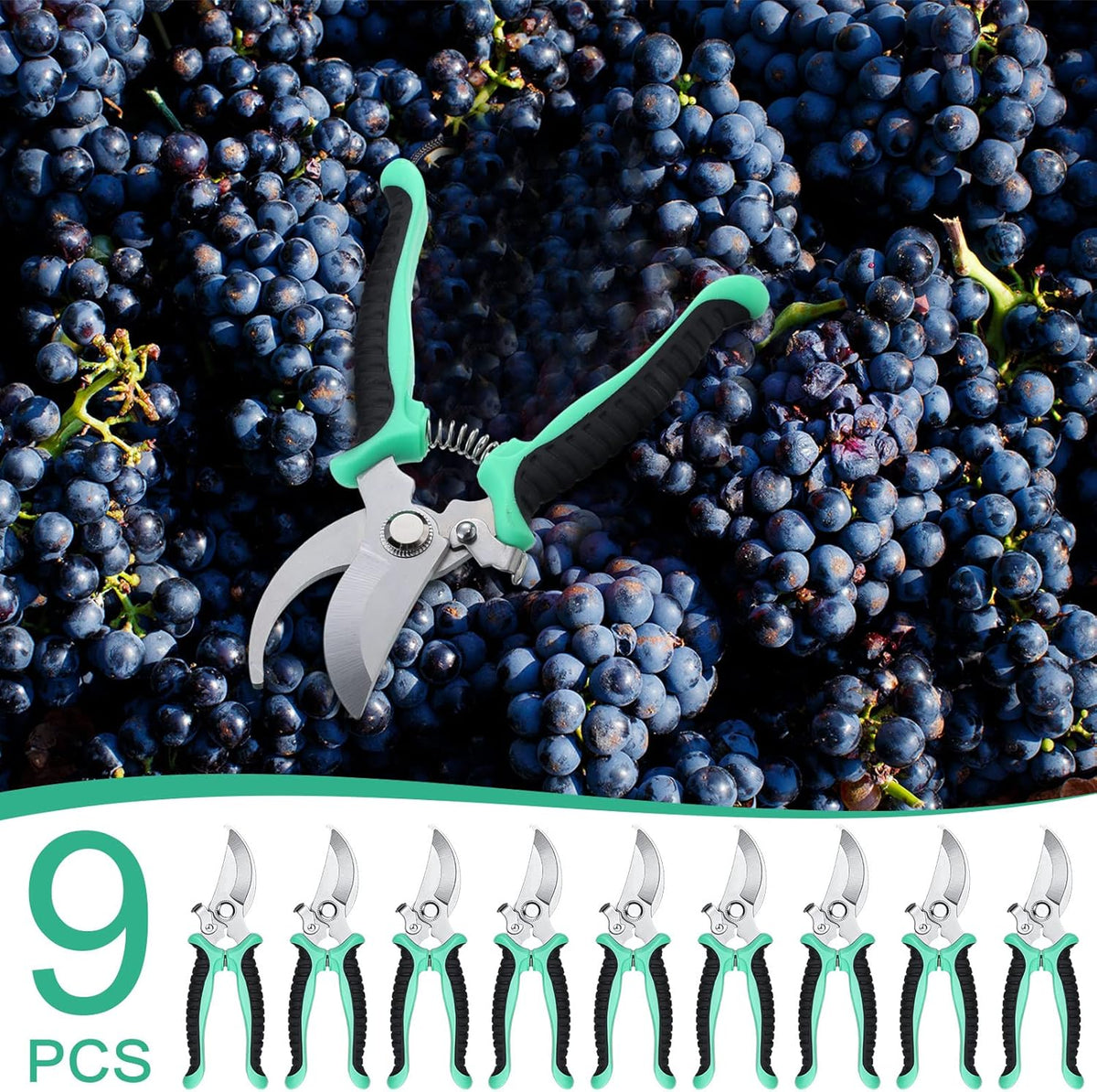 Lothee 9 Pcs Garden Shears Pruning Garden Clippers Bulk Bypass Pruner Heavy Duty for Gardening