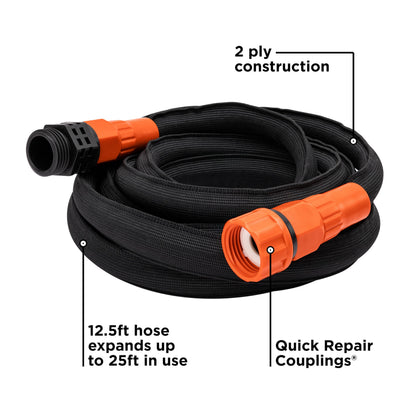 Black + Decker® 25 ft x 5/8 in, Expanding Garden Hose – Lightweight, Kink-Resistant, Quick Repair