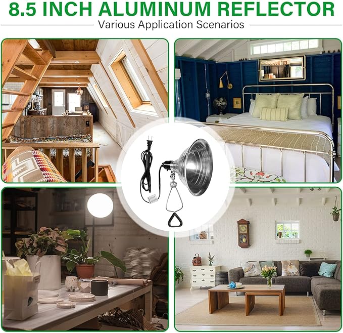 Simple Deluxe Clamp Lamp Light 150 Watt with 8.5 Inch Aluminum Reflector (no Bulb Included), 6 Feet