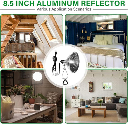 Simple Deluxe Clamp Lamp Light 150 Watt with 8.5 Inch Aluminum Reflector (no Bulb Included), 6 Feet