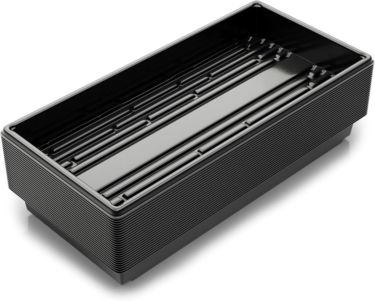 10x20 Inch Black Plastic 25 Pack Plant Propagation Tray – Growing Trays for Garden, Planting