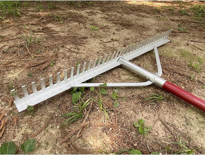 KYLIN Landscape Rake Heavy Duty with 36Tines 36Inch Wide Aluminum Head 60Inch Handle, Large Leaf