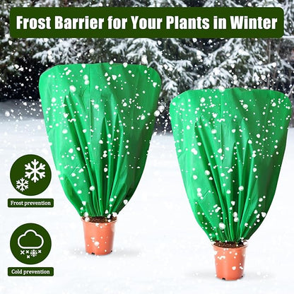 8 Pcs Plant Covers Frost Protection Bag 47" x 31.5" Winter Reusable Plants Jacket with Drawstring