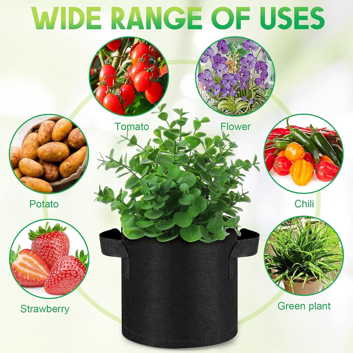 Nuanchu 50 Packs Grow Bags Small Aeration Fabric Pots Nonwoven Garden Bags Grow Pots Planter with