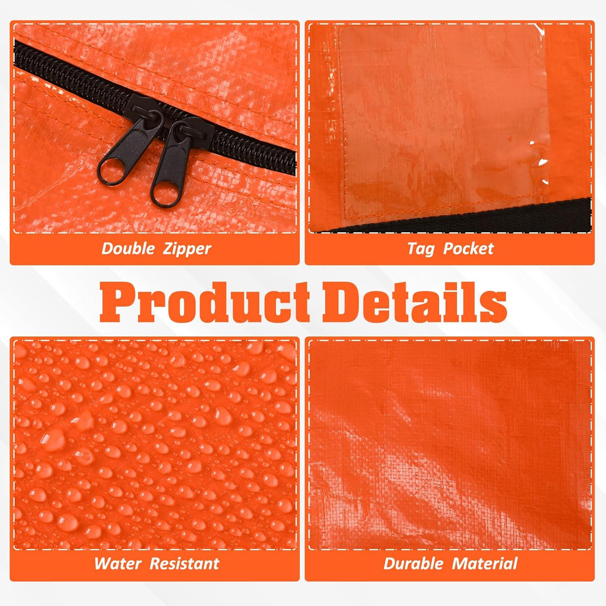 4 Pcs 176 Gallon Large Moving Bags with Zipper and Handles Foldable Storage Duffle Bags Heavy Duty