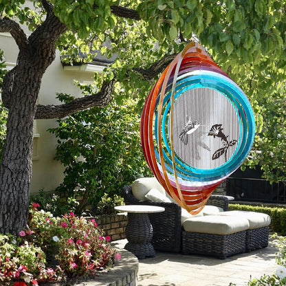 3D Animations Hummingbird Wind Spinner for Yard and Garden,12In Metal Wind Spinners Hummingbird