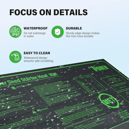 iPower 10" x 20" Waterproof Durable Seedling Heat Mat Warm Hydroponic Plant for Indoor Gardening