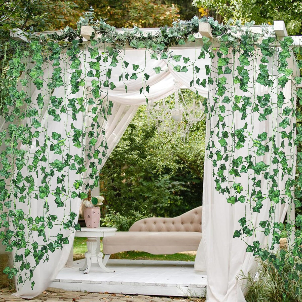 60 Pack 420 Feet Vines,Ivy,Ivy Garland,Fake Ivy,Fake Leaves,Ivy Vines,Artificial Vines,Green